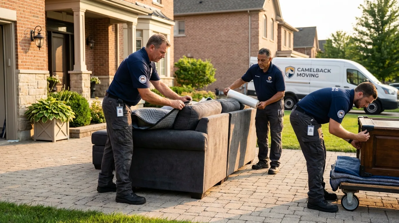 Large estate moving crew wrapping furniture in Cape May, NJ