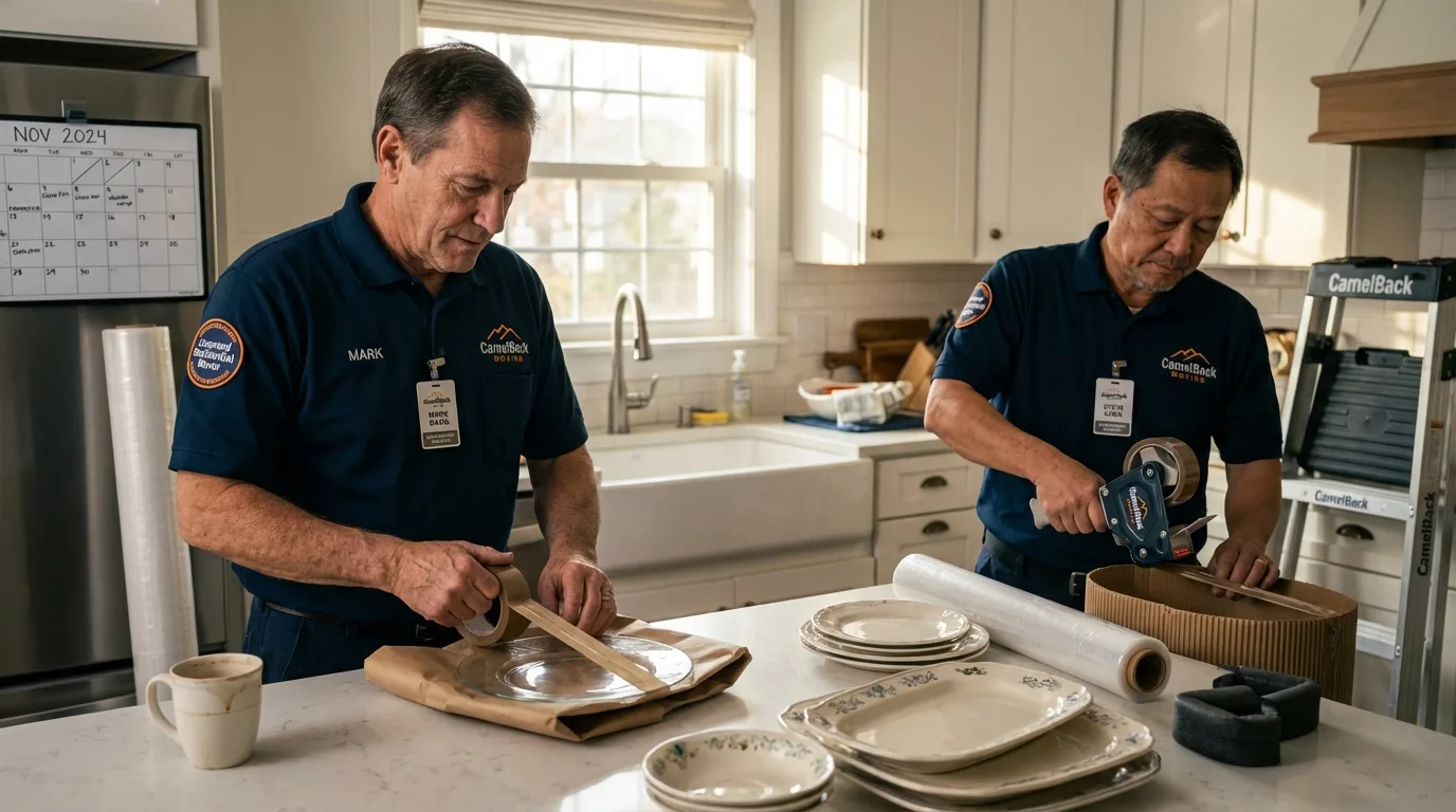 Professional crew packing kitchen dishware in Cape May, NJ